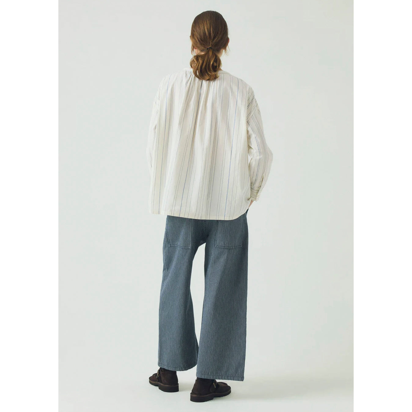 Toast Irregular Stripe Gathered Smock Top in Cobalt