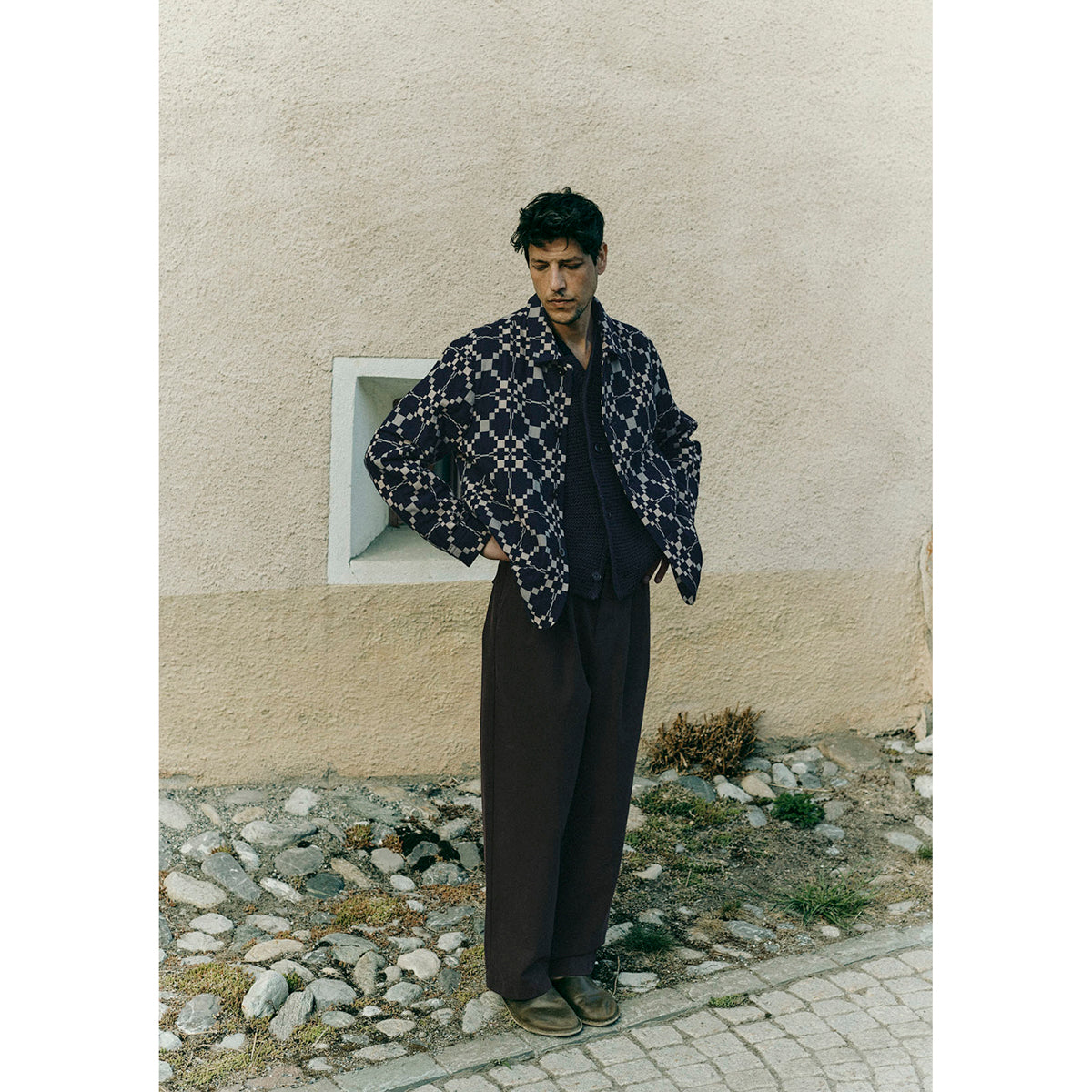 Toast Lattice Double Cloth Cotton Wool Jacket