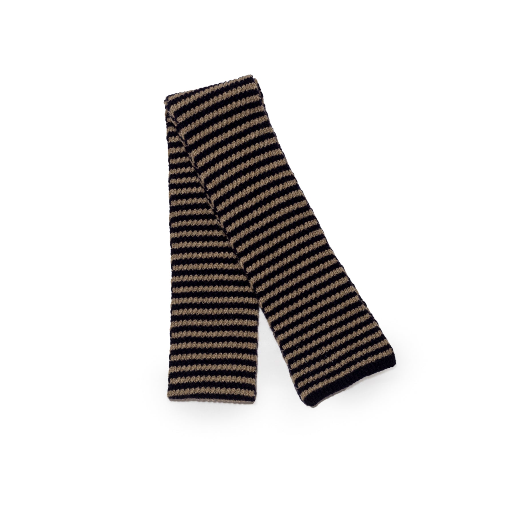 Toast Micro Cable Striped Wool Scarf | Clove & Creek