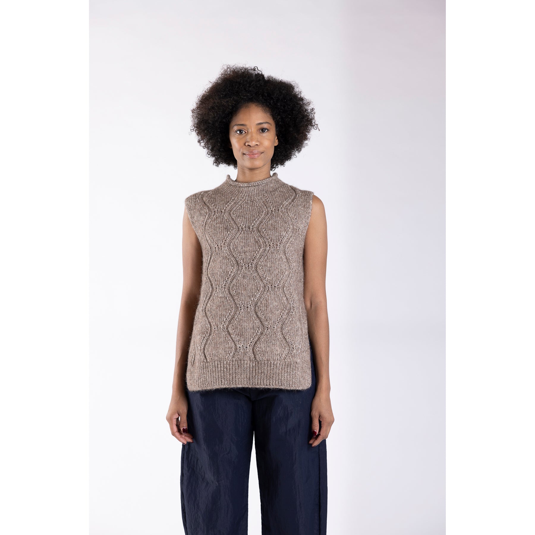 Toast Reverse Cable Cotton Alpaca Tank  Biscuit