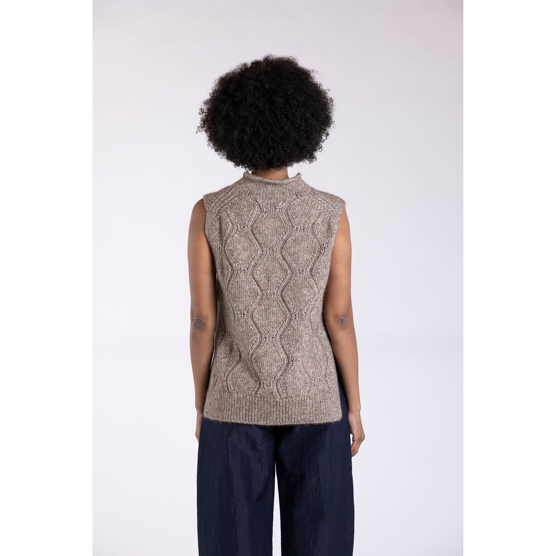 Toast Reverse Cable Cotton Alpaca Tank  Biscuit