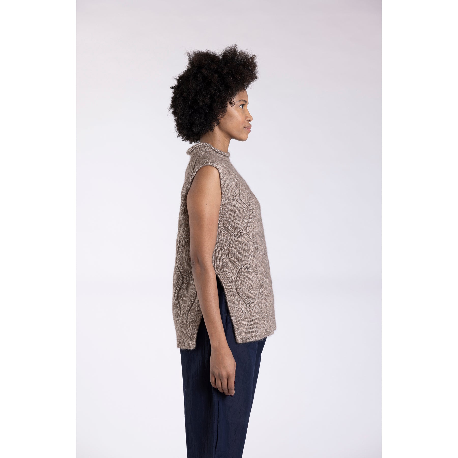 Toast Reverse Cable Cotton Alpaca Tank  Biscuit