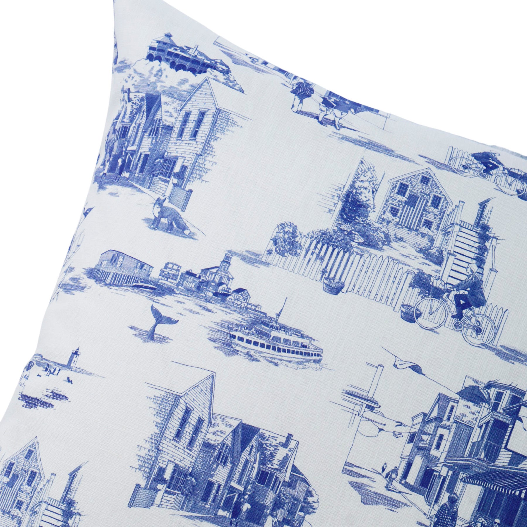 Post House Provincetown Custom Blue on White Pillow