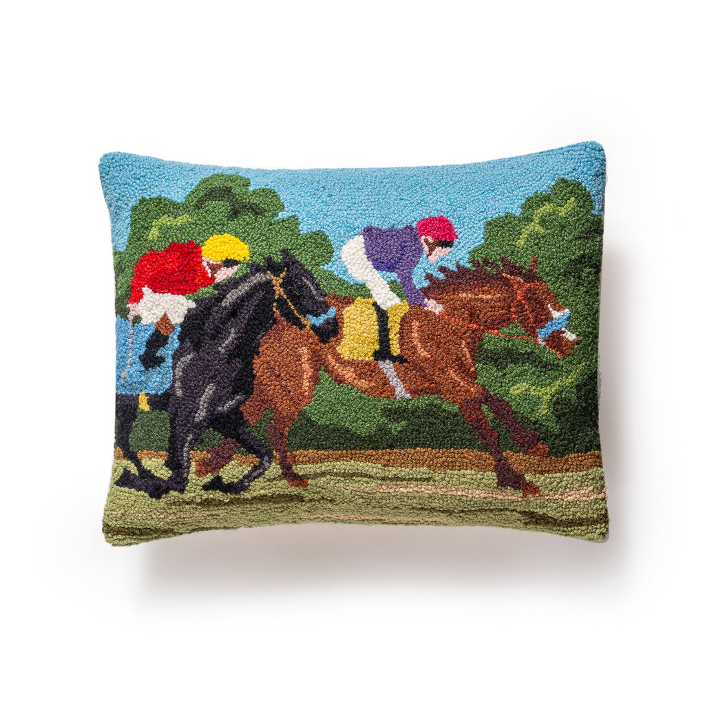 Two Racing Horses Pillow