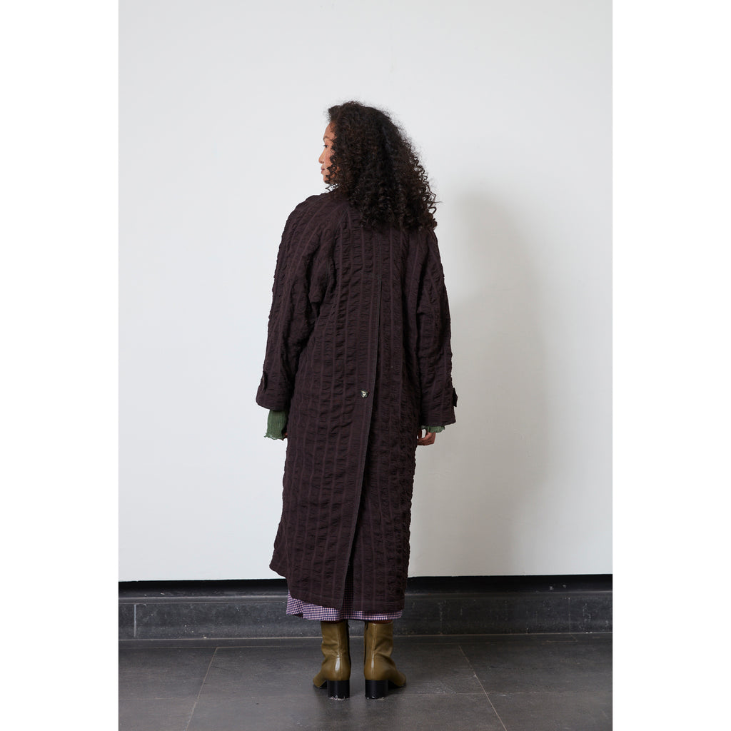 Rujuta Allie Trench in Puckered Stripes