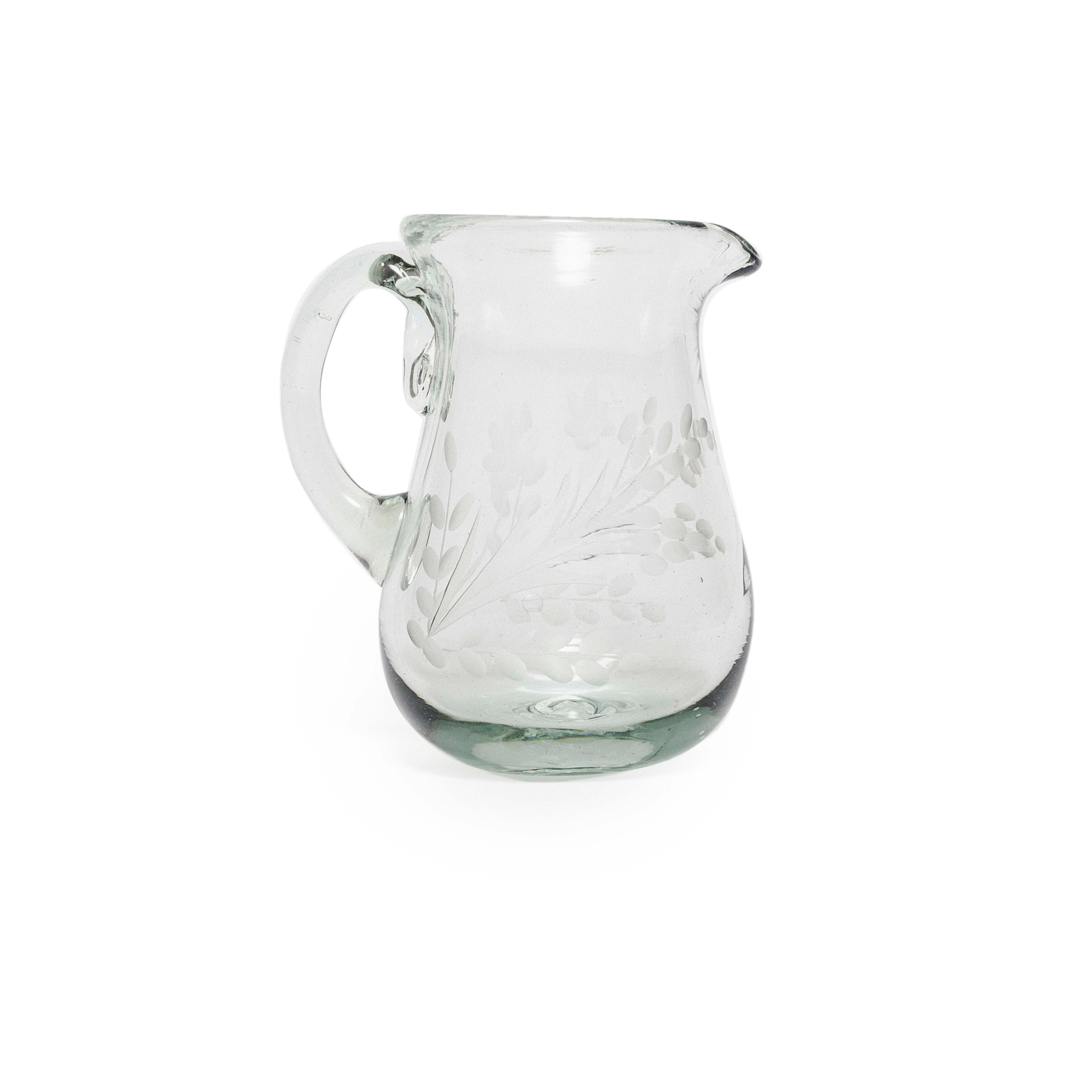Villa Lua Hand Etched Blown Petite Pitcher