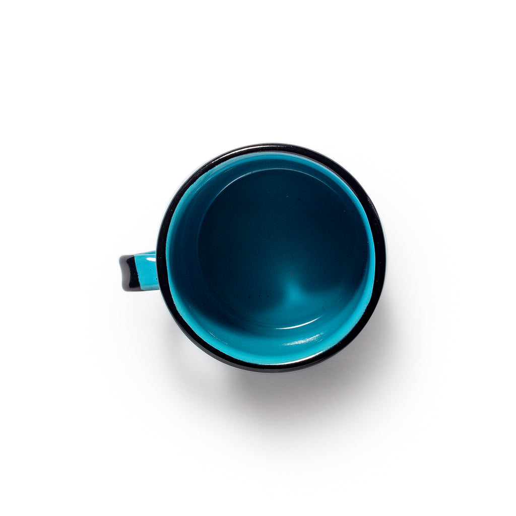 Blue and Black Enamel Mug