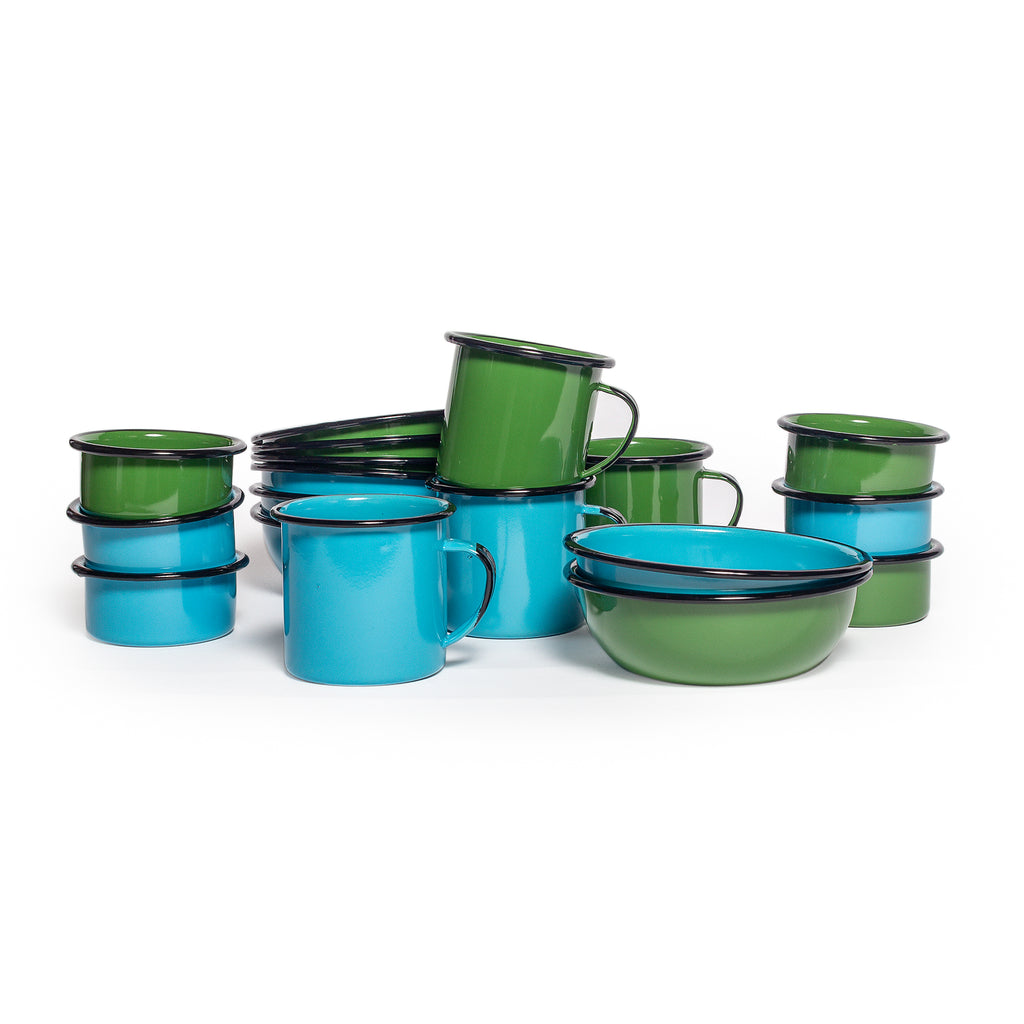 Green and Blue enamelware