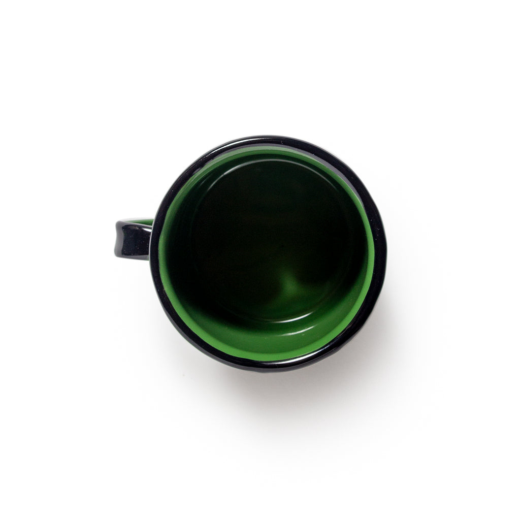 Green and Black Enamel Mug aerial