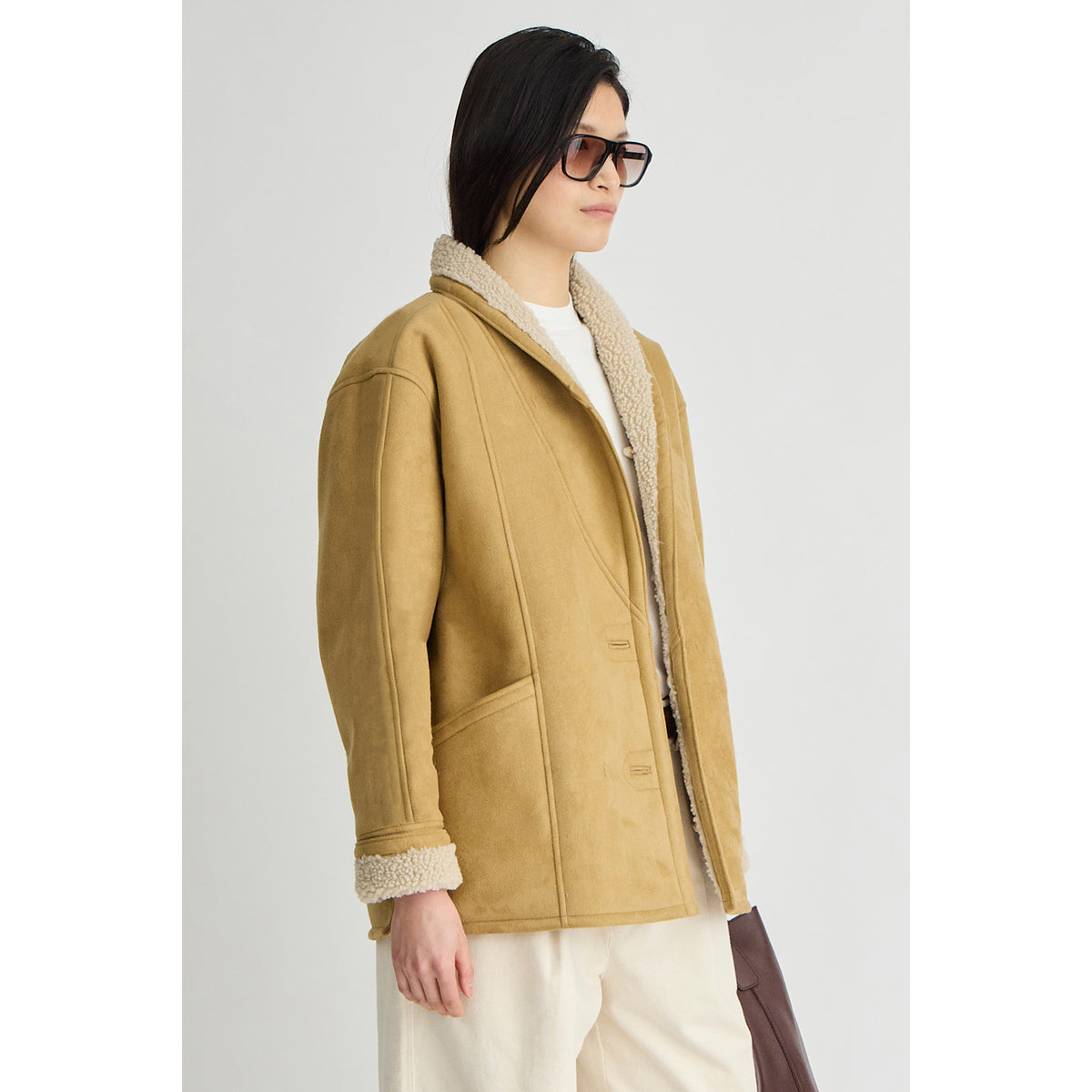 Apiece Apart Aspen Reversible Shearling Toggle Coat