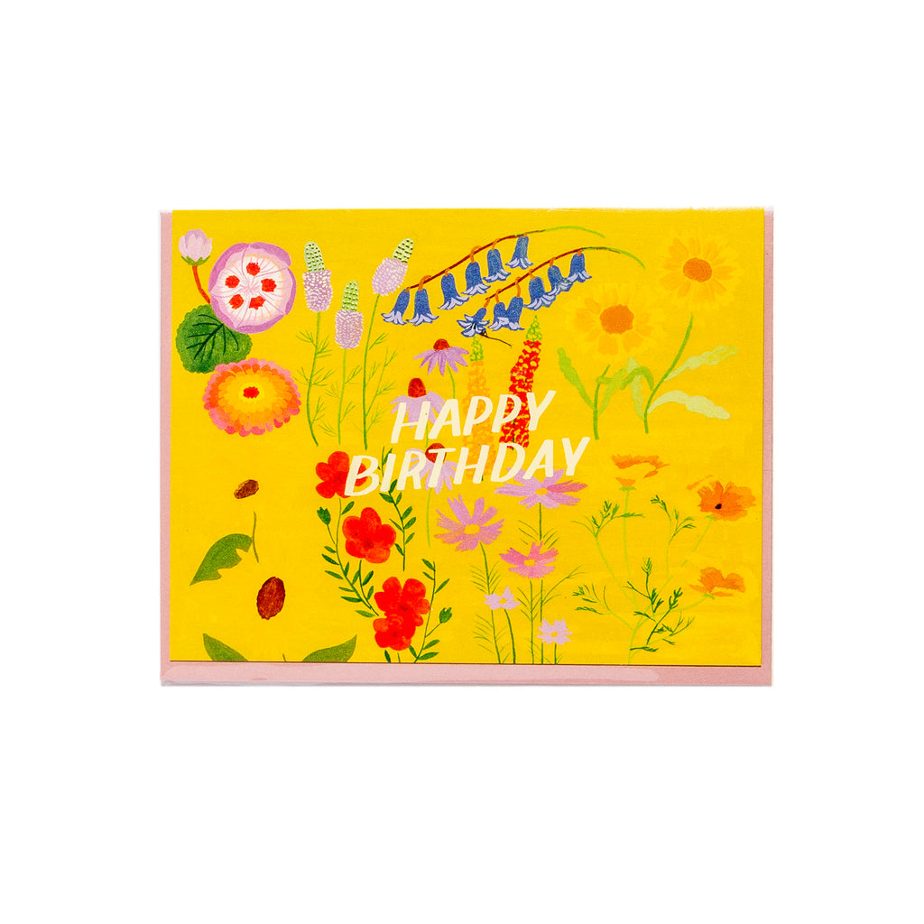 Happy Birthday Yellow Floral Card