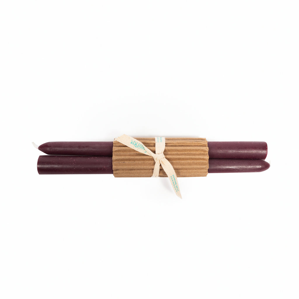L'Ouvriere Bordeaux Beeswax 10" Taper Pair