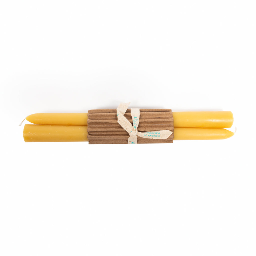 L'Ouvriere Natural Beeswax 10 Taper Pair