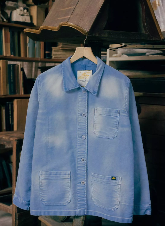 Le Mont Saint Michel Vintage Wash Work Jacket Blue