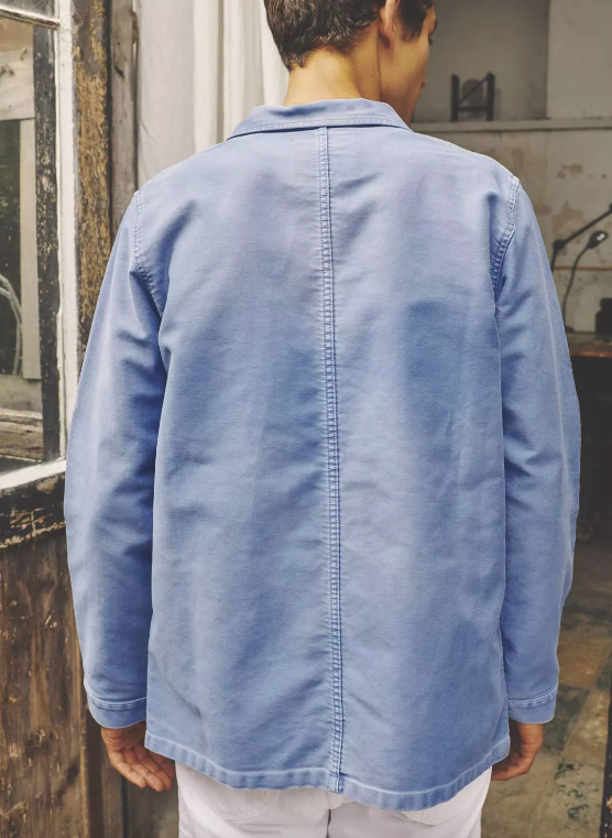Le Mont Saint Michel Vintage Wash Work Jacket Blue