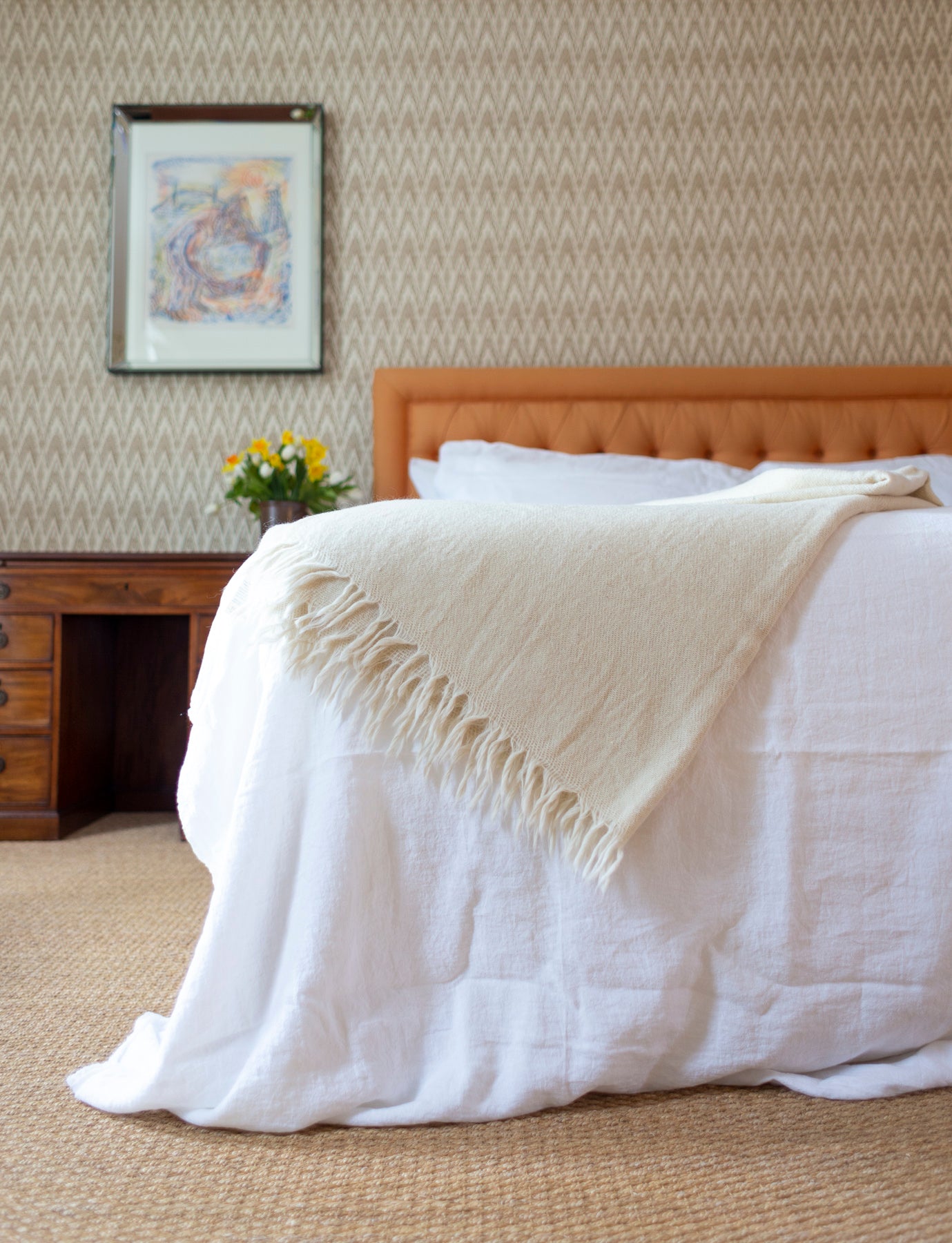 Auntie Oti Rustic Wool Blanket on bed