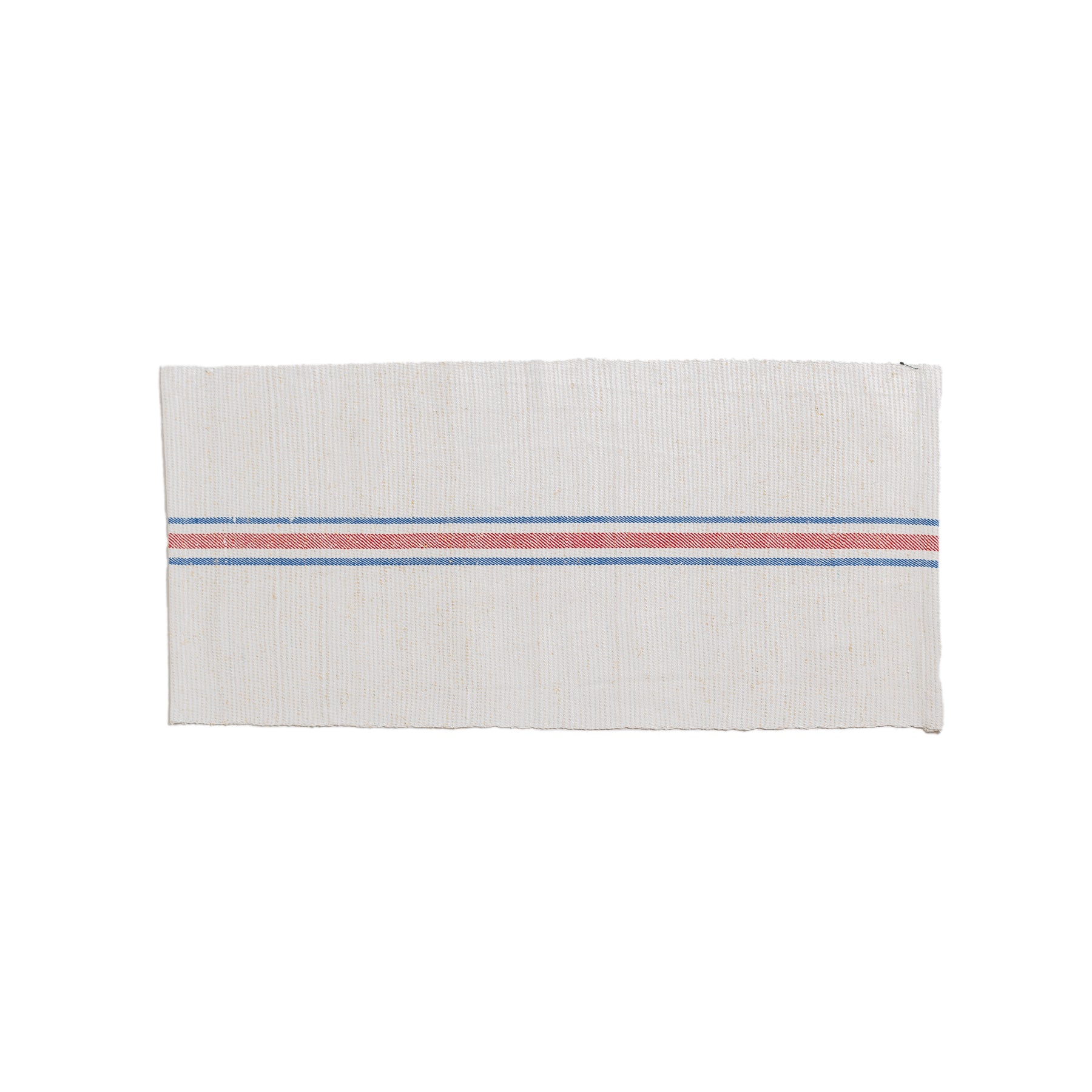 Handwoven Hemp Mat in Natural With Double Blue and Single Red Stripe