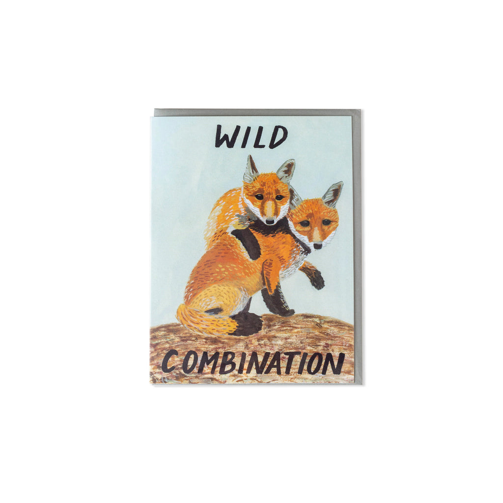 Wild Combination Card with Fox Embracing Illustration